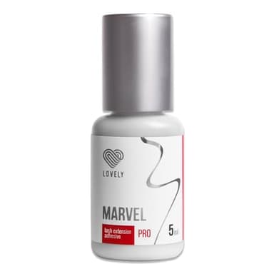 LOVELY colle pour cils MARVEL (5ml, couleur : NOIR) colle rapide, temps de séchage : 1 seconde, 8 semaines d'adhérence, faible dégagement de vapeur, pour des extensions de cils professionnelles