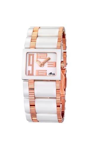 LOTUS Montre Femme Analogique Acier Inoxydable 316L Blanc - Mouvement Quartz - Montre Femme - Verre Minéral Haute Résistance - Special Prices 15598/1