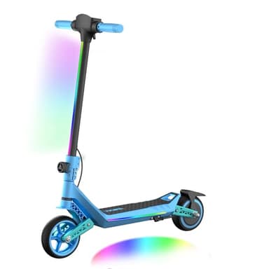 E-RIDES Trottinette Électrique Enfant Adolescent Tout-Terrain, Double Suspension Avant Arrière, 16km/h Vitesse Max, 10km Autonomie, Pliable et Légère Moteur 110W, pour Enfants 8-16 Ans (Blue)
