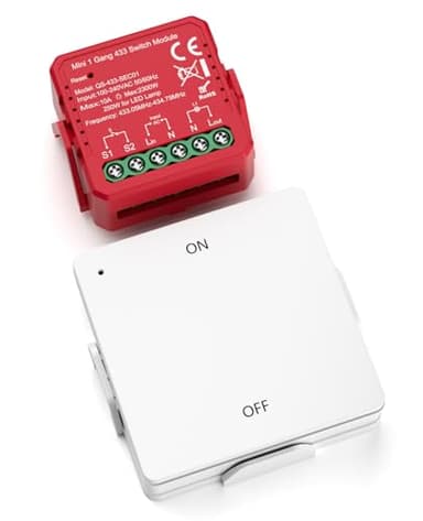 Yomogi Interrupteur Sans Fil 433 MHz, Va et Vient Sans Fil RF avec Émetteur Récepteur Portée 100 M, Module Éclairage LED Télécommande Lampe, Installation Facile