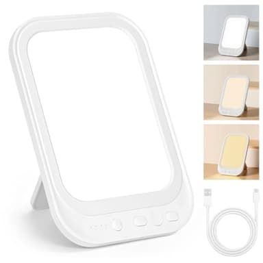 AOGOE Lampe Lumière Du Jour, Lampe De Lumière Du Jour 10000 Lux, Lampe Solaire Sans Uv Avec 3 Températures De Couleur 5 Niveaux De Luminosité Et Minuterie, Avec Support Pliant Pour Maison Et Bureau