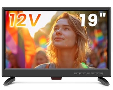 TV 19 Pouces,Full HD 1080P LED avec Récepteur Numérique T2/H.256 DTT Freeview,12v avec HDMI USB et entrée RCA VGA,Convient pour la Chambre,la Cuisine,Camping Car (1920 * 1080)