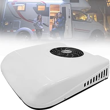 Climatiseur 2 en 1 12V/24V DC Pour RV - Système de Climatisation électrique de Toit et de Stationnement Pour Camping-car, Voiture, Camion, Camper Pe - Blanc - 12V