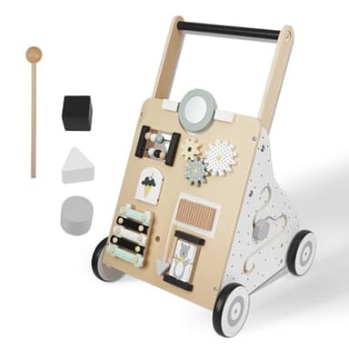 Nastopee Chariot De Marche En Bois Pour Bébé,9 En 1 Trotteur D'Activités Garçon et Fille,Avec Centre D'Activité,Cadeau Jouet D'Apprentissage Multiples Pour Bébé 12 Mois+
