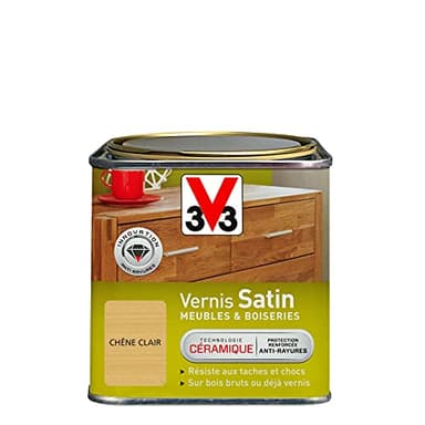 V33 Vernis intérieur Satin meubles & boiseries, Chêne clair 0,5L
