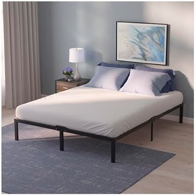 Dreamzie Cadre de lit 200x200 avec Sommier Métal, Pieds de 41cm - Résistant, Assemblage Facile, Grande Capacité de Rangement de 37cm