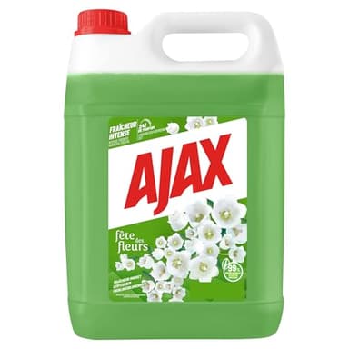 AJAX - Nettoyant Ménager - Multi surfaces & Sol - Fête des Fleurs, Parfum Muguet - Sans rinçage - Idéal collectivités -Grand Format Bidon de 5L -