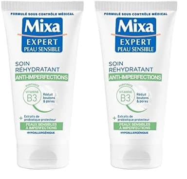 Mixa Expert Peau Sensible - Soin Très Hydratant Anti-Imperfections 2 en 1-50 ml (Lot de 2)