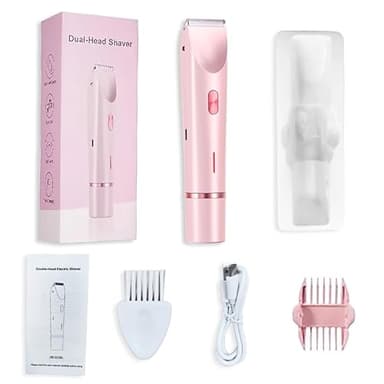 2 in 1 Rasoir Electrique Femme, Tondeuse Femme Intime, IPX7 Étanche, Tondeuse à poils corporels,Damen Elektro-Rasierer, pour Maillot, Visage, Aisselles, Jambes, Bras, Corps