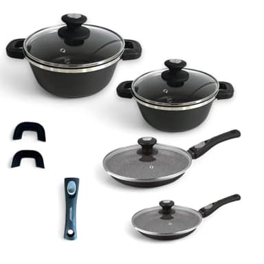 METTMANN PROFESSIONNEL - Batterie de cuisine 14 pièces, Induction,Lot Poele et Casserole Induction, Poêles Antiadhésif 20/24cm, Marmite 24/20 cm, Batterie de Cuisine Induction avec couvercle