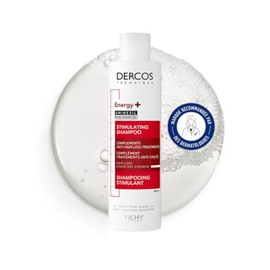 Vichy, Dercos Technique, Shampooing Stimulant Anti-Chute Energy+, Enrichi en Aminexil, Cheveux Cassants, 200 ml