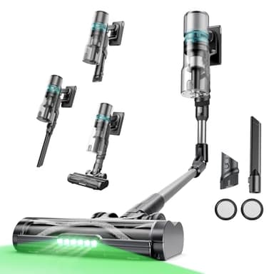 Proscenic P16 Aspirateur Balai sans Fil, 55KPa 65 Mins 550W Aspirateur sans Fil Puissant, Aspirateur Pliable,Technologie GreenEye,Brosse Anti-Emmêlement pour Tapis,Poils Animaux, Sol Dur et Voiture