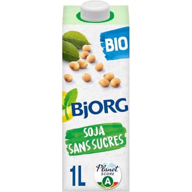 BJORG - Boisson Végétale Bio Lait Soja Nature sans Sucres | Onctueuse et Savoureuse | Idéale pour les Régimes Végétaliens | La brique de 1 L | LOT DE 4