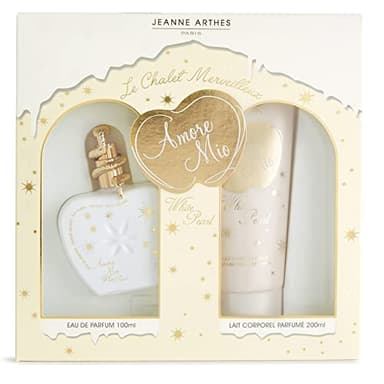 JEANNE ARTHES - Coffret cadeau pour Femme - Amore Mio White Pearl - Eau de Parfum 100 ml + Lait Corps 200 ml - Parfum Vanille Musc - Fabriqué et conditionné en France à Grasse