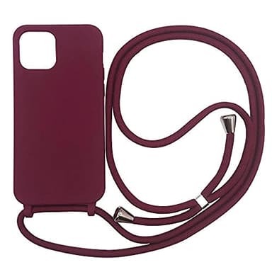 Ququcheng Coque Compatible avec iPhone 15(6.1"),Collier pour Étui Colliers de cellulaire Corde Silicone avec Cordon Case TPU Bumper pour iPhone 15(6.1")-Rouge
