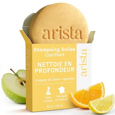 Arista Shampoing Solide Cheveux Gras, Shampoing Clarifiant, Nettoie en Profondeur, Élimine les Résidus, Rafraîchit le Cuir Chevelu, Vegan, Sans Sulfate ni Paraben (80 g)