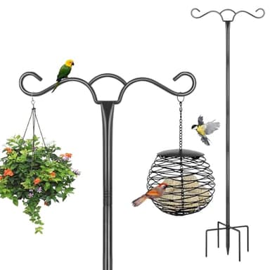 Station de suspension mangeoire à oiseaux, 197 cm, crochets robustes pour poteau d'alimentation, double crochet pour lanterne, mangeoire légère