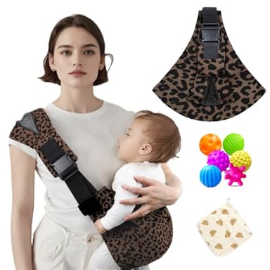 Écharpe de Portage pour Bébé, Porte-Bébé Réglable, Écharpe Réglable Facile pour Tout-Petit, Porte-Bébé Confortable, Écharpe de Portage pour Nouveau-Né Jusqu'à 3-36 Mois (Nouveau Léopard)
