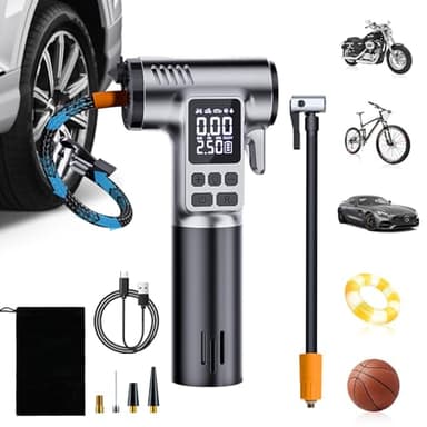 Bwaliffury Gonfleur Pneus Voiture sans Fil, Compresseur à Air Portatif 4000mAh,150PSI, avec éclairage LED, Marteau de Sécurité, 5 Modes,Compresseur Voiture Rechargeable pour Moto, Vélo, Voitures