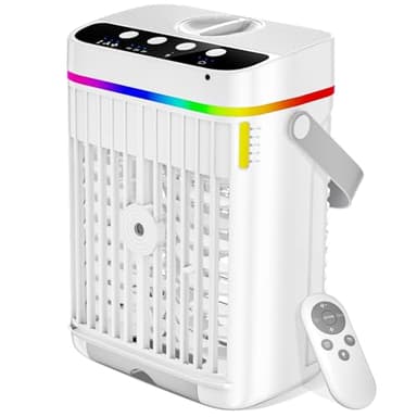 Mini climatiseur mobile, 1250 ml, portable, USB, 4 en 1, avec minuterie 1/2/3 H, 3 vitesses et 3 modes de brume, 7 couleurs, mini refroidisseur d'air pour la maison, le bureau