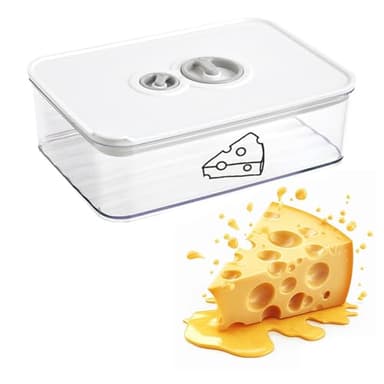 Boite fromage frigo 1250 ml avec couvercle hermetique et bouton de reglage du temps Boite a fromage pour frigo empilable utilisable aussi comme plateau fromage frigo pratique et facile a nettoyer