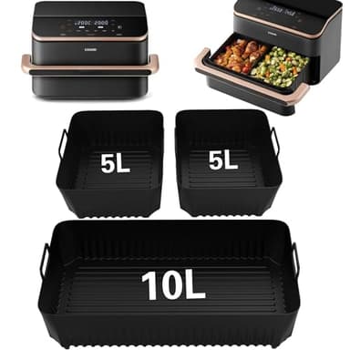 Moule Silicone Air Fryer pour Cosori Air Fryer 10L Twinfry, 3PCS Moule Air Fryer Accessoires, Plat Airfryer Air Fryer Moule pour Airfryer Cosori 10L