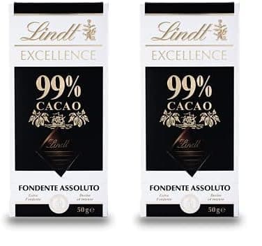 Lindt - Tablette 99% de Cacao EXCELLENCE - Chocolat Noir - 50g (Lot de 2)