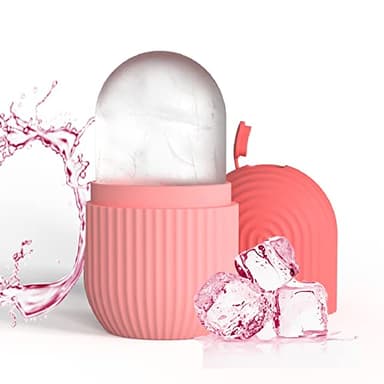 Joyeee Ice Roller, massage de la glace pour les yeux réutilisable, beauté du visage, soins de la peau compresse de glace rétrécit les pores réduit les poches améliore l'élasticité de la peau. (Rose)