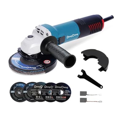 DongCheng Meuleuse d'Angle 800W, Ø125mm, 11800 tr/min, Capot Rapide, Poignée Auxiliaire, Inclut 2 Disques à Meuler, 2 à Lamelles et 2 de Coupe pour Polir et Découper