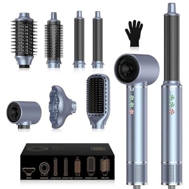 OKWRAP Air Brush 7 en 1 Hair Styler Airbrush Blower Brush Kit de coiffeur 7 en 1 110000 TR/MIM Hair Dryer with Blower Brush Ion Dryer Hair Dryer Diffuser Loop Arricciacapelli ad aria Light
