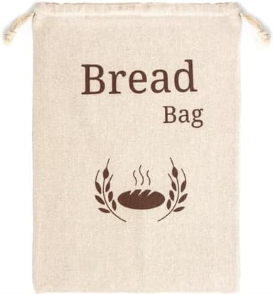 New Living Sac à pain, lin bio extra large 44 x 35 cm| 1 x sac à pain réutilisable | sac de rangement de nourriture | sacs de stockage de pain