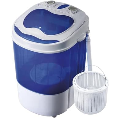 briebe Camp Mini Machine à Laver Portable Essorage, Camping, Capacité 3kg de Linge, Idéal Voyages, Caravanes et Camping-cars, Petite Laveuse, Faible Consommation d'Eau et d'Énergie, WM1111 Blanc