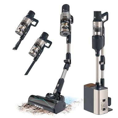 Cecotec Aspirateur Balai sans Fil Conga Rockstar 5500 Hurricane Station Flex. Aspirateur sans Fil Base Auto-vidante, 220 AW de Puissance, 700W, 90' D'autonomie,Technologie Hairless Brush et Mode Auto