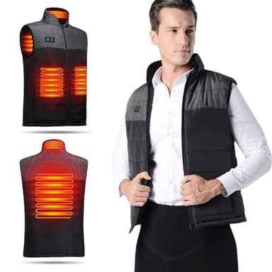 Wigoshopping.com Gilet Chauffant électrique Homme Femmes 4 zones réchauffeurs Chargement USB ultraléger Contre Froid pour Ski moto Pêche Camping Taille M (Batterie Non Incluse)