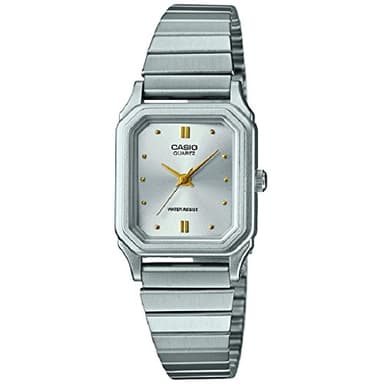 Casio Montre Quartz Femme 23.00mm avec Cadran Argent analogique et Bracelet en Bracelet en Acier Argent LQ-400D-7AEF