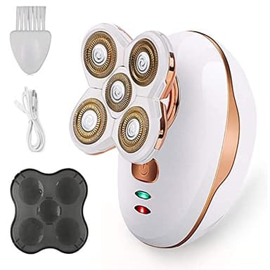 Rasoir Électrique Femme - Imperméable Indolore Bikini Tondeuse Épilation pour Jambe Visage Corps Lèvres Bras Aisselles Aisselle (Or-Blanc)