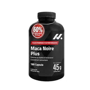 Maca Plus – Testosterone Homme – 45.000 mg Équivalents de Maca Noire (Extrait 100:1), Arginine, Taurine, Vitamine B6 – 180 Gélules. Végan, Sans Gluten ni Lactose. Énergie, Vitalité, Sommeil Réparateur