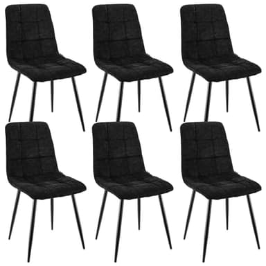 WAFTING Lot de 6 Chaises de Salle à Manger, Chaises Rembourrées avec Dossier Haut, Chaises de Cuisine Carré avec Base en Métal, pour la Salle à Manger, Salon, Cuisine et Réception, Noir