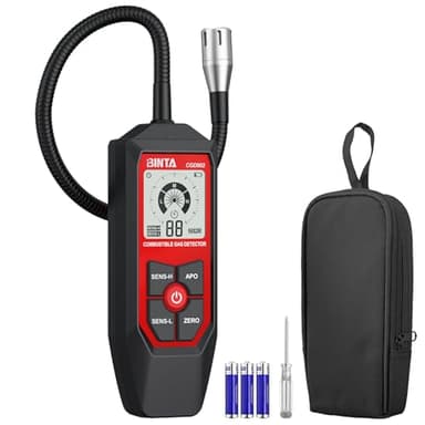 BINTA Détecteur de Gaz avec Col de Cygne Flexible de 18,5 Pouces, Détecteur de Fuite de Gaz Portable avec Alarmes Sonores et Visuelles, Propane, Gaz Naturel, Gaz Combustible pour Maison, RV, HVAC