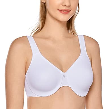 DELIMIRA Femme Soutien Gorge Minimiseur Forte Poitrine avec Armature Grande Taille Non Rembourré Invisible Blanc 95E