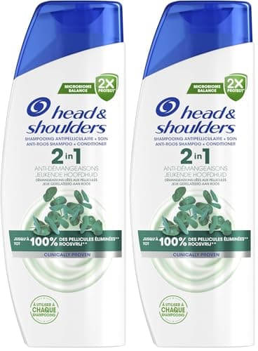 Head & Shoulders Anti-démangeaisons 2 en 1 Shampoing Antipelliculaire 300ml. Jusqu'à 100% des Pellicules Éliminées, Cliniquement Prouvé. Tous Types de Cheveux. Usage Quotidien. Rafraîchissant