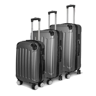 QLTXYHML Set de Valises de 3 Tailles Valise: Grande Taille, Cabine et Petite Valise, Valises ABS,Ensemble de Bagages avec Serrure à Combinaison,Poignée télescopique,Gris foncé