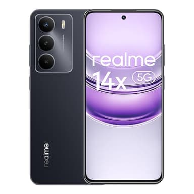 realme Smartphone 14X 5G 6+128GB, Processeur 5G Dimensity 6300, Mode Confort des Yeux 120 Hz pour l’écran, Camera I.A. de 50 MP, Noir Carbone, Pas Adaptateur