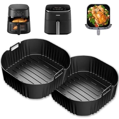 23 cm Moule Silicone Air Fryer, 2 Pièces Plat Air Fryer Accessoires pour Philips 2000 Série NA230 XL 6,2L, Cecotec Cosori Turbo Blaze 5,5L 6L 6,2L, Réutilisable Airfryer Accessoires XXL