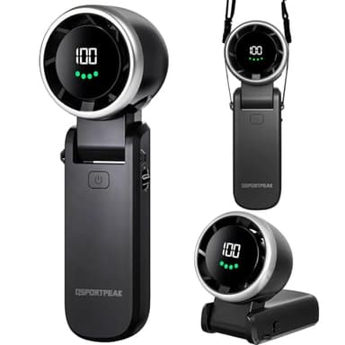 Ventilateur Turbo Portable à Main,13550 tr/min Refroidissement Instantané,Réglable en Vitesse(de 1 à 100),Recharge USB Rapide 2H,Jusqu'à 12h,Affichage Numérique,pour Extérieur,Voyage,Travail- Noir