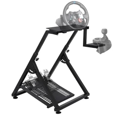 Garvee Support de Volant Sim Racing Pliable X-Type – Structure Acier Carbone, Compact – Compatibilité Xbox 360, PS5, PC – Hauteur Réglable – Idéal Cockpit Simulation – Tube Carré, Sans Accessoires