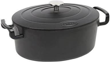 Sitram COCOTTE Sitrabella ovale en fonte émaillée grande capacité 6,5 litres - Extérieur et intérieur noir - toutes sources de chaleur y compris induction et four - 711092