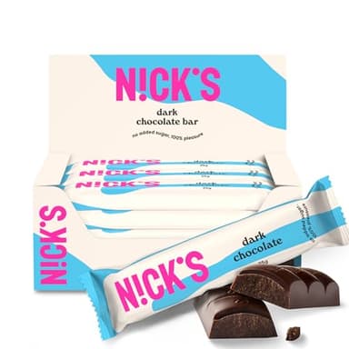 NICKS Barre Keto Chocolat Noir Sans Sucre Ajouté, Vegan, Sans Gluten, Sans Huile De Palme, Low carb |107 kcal,1g Net carbs (15 x 25g)