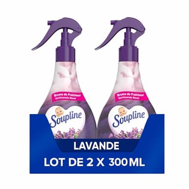 SOUPLINE - Brume de Linge 3D Parfum Lavande - Spray Pour Rafraîchir le Linge - Parfume Instantanément - Complément idéal à votre adoucissant - Lot de 2 X 300 ml