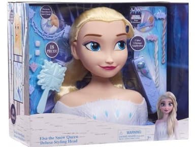 cavernedesjouets Tête a coiffer Deluxe Elsa Cheveux Blonde Reine des Neige - 18 Pieces - Set Jouets Fille + Carte Animal - Jouet Coiffure - Accessoires